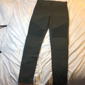 Green moto leggings